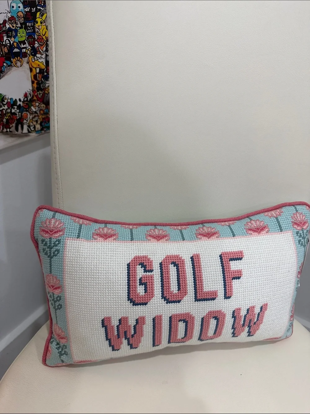 Rachel Zoe 'GOLF WIDOW' & Floral Print Needlepoint Pillow in White, Pink, Blue